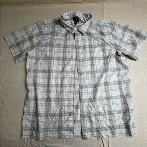 George Men's White and Gray Plaid Button Down Shirt